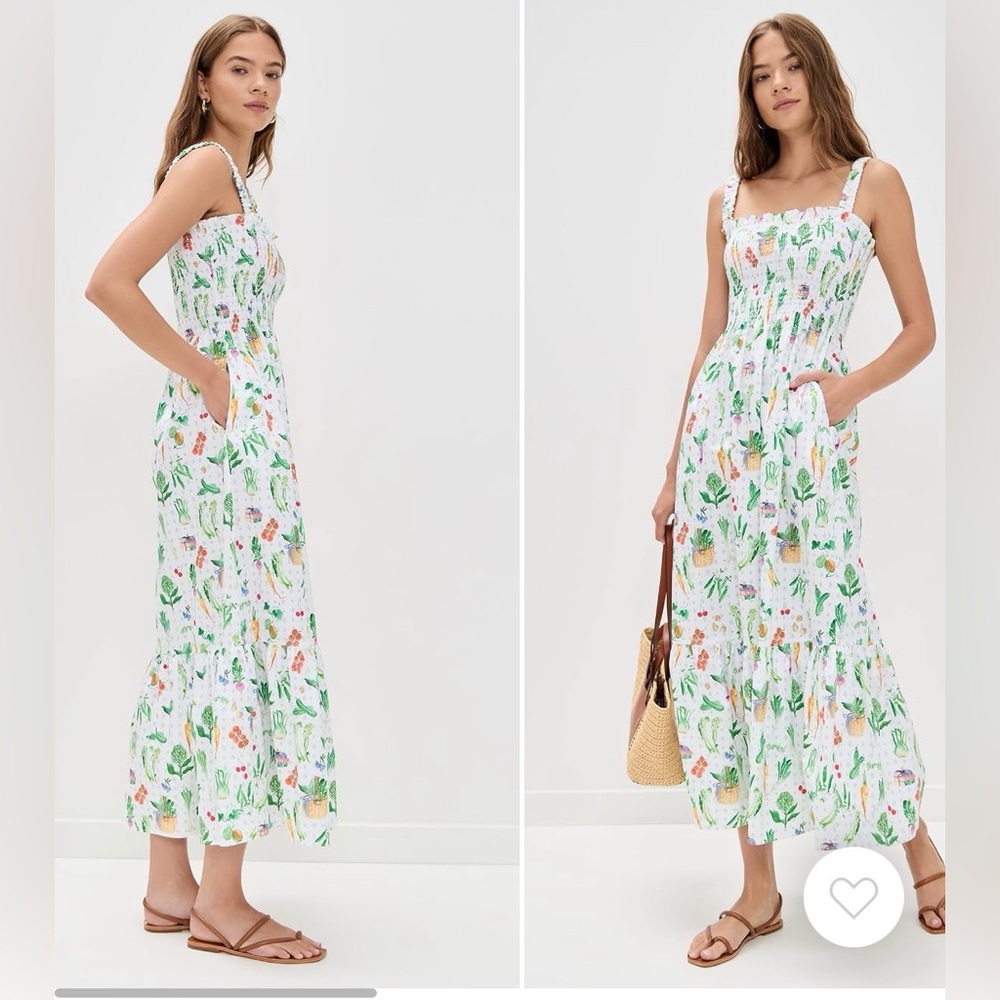 NWT Hill House Anjuli Nap Dress In Farmers Market White Smocked - Picture 4 of 10